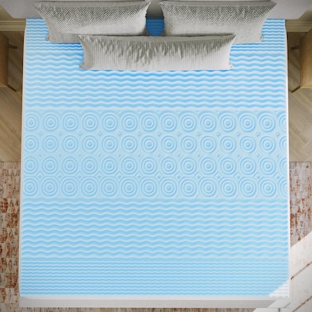 Flash Furniture Capri Comfortable Sleep 2 Inch Cooling Gel Infused 5-Zone King Memory Foam Mattress Topper HLC-5ZONE-KING-2-GG